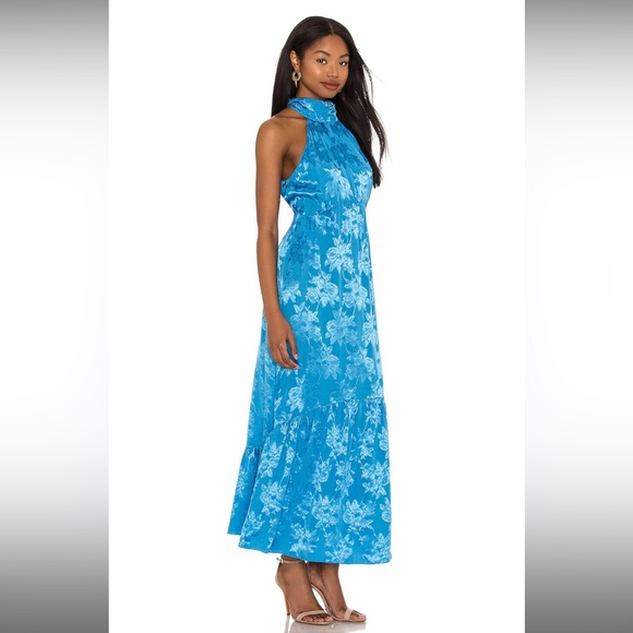 *Last Chance* Saylor Corinna Floral Halter Maxi Dress Mykonos Blue Cerulean 🤍 - Picture 7 of 7